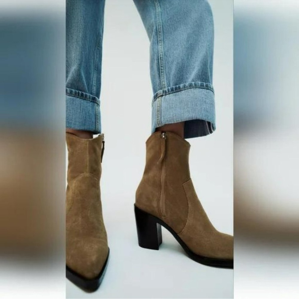 ZARA HEELED COWBOY ANKLE BOOTS Size 6 - Picture 2 of 10